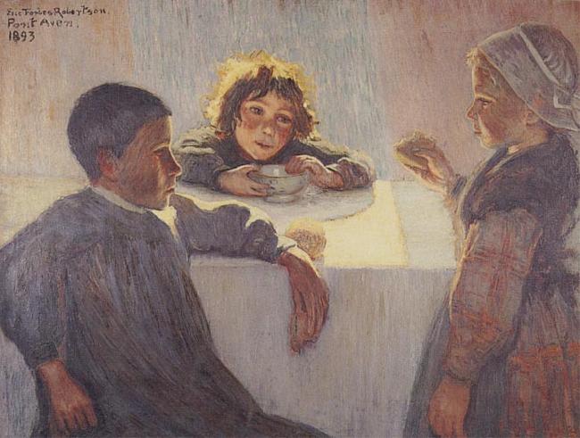 Eric Forbes-Robertson Breton Children Pont Aven (La Bonne Soupe) oil painting image